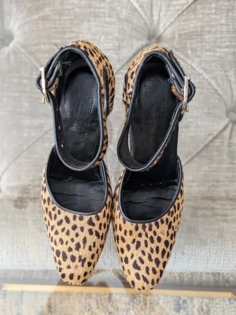 Vtg Greater L.A. Leopard Calf Hair Platform Pumps Sz 6.5 / Fits Regular 5.5